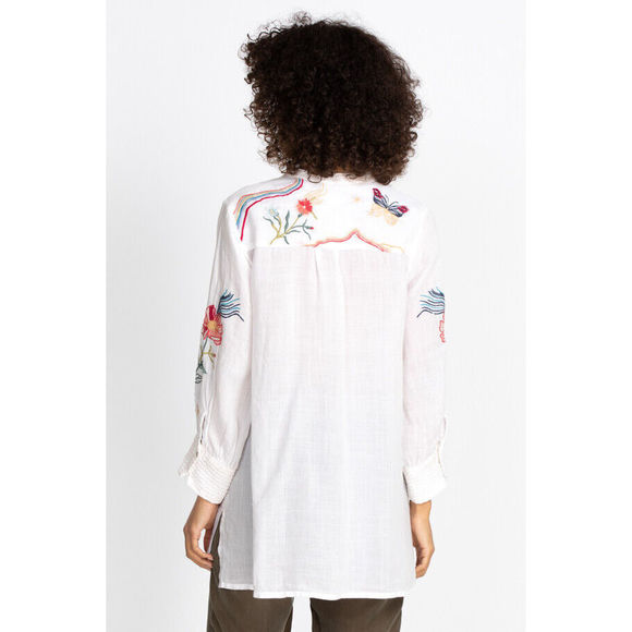 Johnny Was Jordan Voyager Tunic Shirt Floral White Flower Embroidery Top NEW - Picture 4 of 7